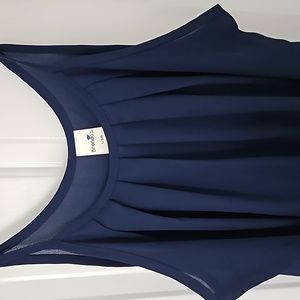 BRENDA'S USA Navy Blue Sheer Spaghetti Strap Top S (Chico)